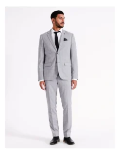 Tailored Windowpane Suit Jacket In Grey -Myer Clothing Shop 967571200 3 720x928