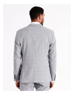 Tailored Windowpane Suit Jacket In Grey -Myer Clothing Shop 967571200 4 720x928