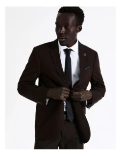 Tailored Textured Suit Jacket In Bloodstone