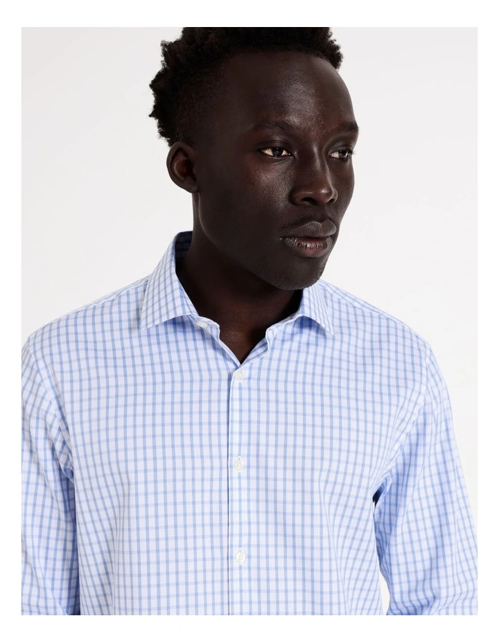 Tailored Long Sleeve 1 Colour Check Shirt In Blue 2 Tailored Long Sleeve 1 Colour Check Shirt In Blue - Image 2