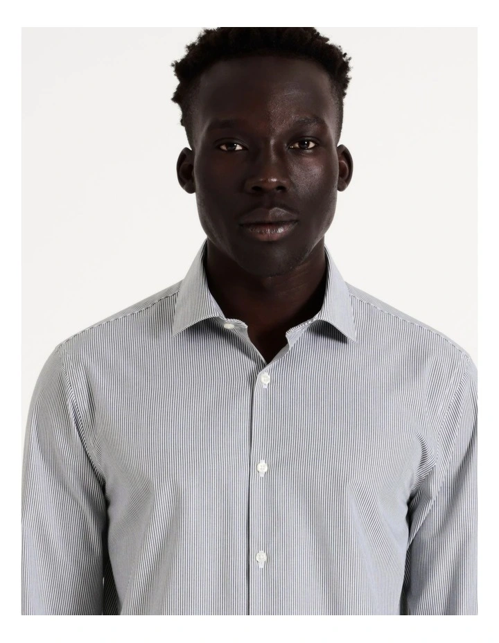 Tailored Long Sleeve 1 Colour Mini Stripe Shirt In Green 1 Tailored Long Sleeve 1 Colour Mini Stripe Shirt In Green