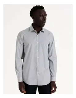 Tailored Long Sleeve 1 Colour Mini Stripe Shirt In Green 9 Tailored Long Sleeve 1 Colour Mini Stripe Shirt In Green -Myer Clothing Shop 967572730 3 720x928