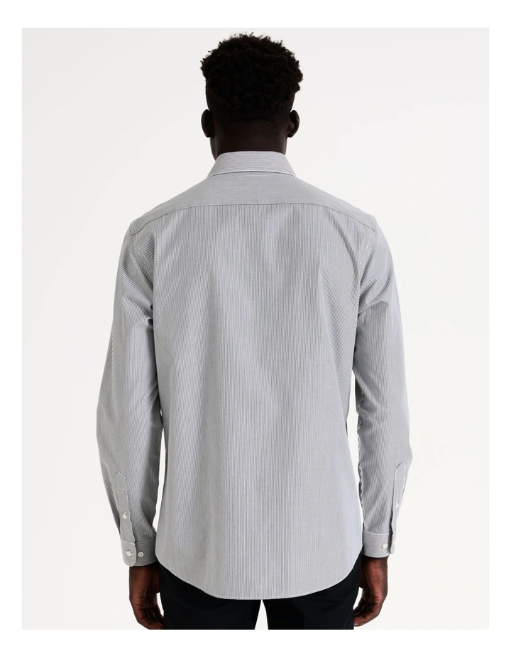 Tailored Long Sleeve 1 Colour Mini Stripe Shirt In Green 4 Tailored Long Sleeve 1 Colour Mini Stripe Shirt In Green - Image 4