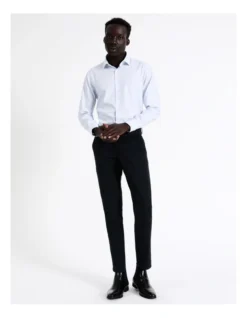 Tailored Long Sleeve 2 Colour Mini Stripe Shirt In Blue -Myer Clothing Shop 967572820 5 720x928