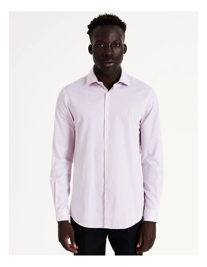 Slim Long Sleeve 2 Colour Mini Stripe Shirt In Pink 3 Slim Long Sleeve 2 Colour Mini Stripe Shirt In Pink - Image 3