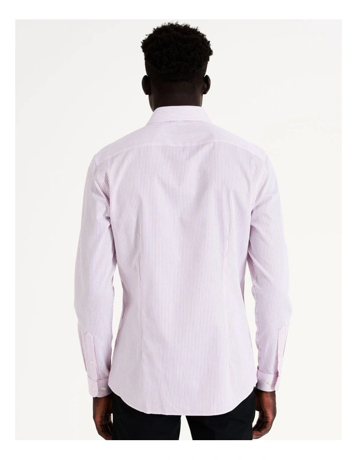 Slim Long Sleeve 2 Colour Mini Stripe Shirt In Pink 4 Slim Long Sleeve 2 Colour Mini Stripe Shirt In Pink - Image 4
