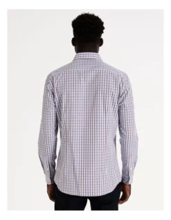 Slim Long Sleeve 2 Colour Mid Check Shirt In Brown -Myer Clothing Shop 967574350 4 720x928