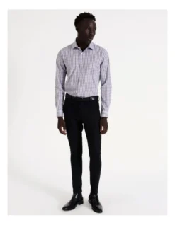 Slim Long Sleeve 2 Colour Mid Check Shirt In Brown -Myer Clothing Shop 967574350 5 720x928