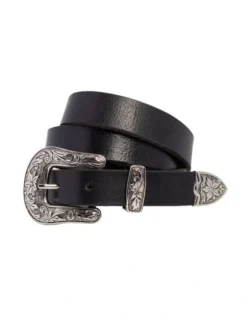 Montanna Western Leather Belt In Black