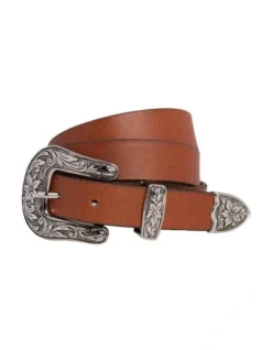 Montanna Western Leather Belt In Tan