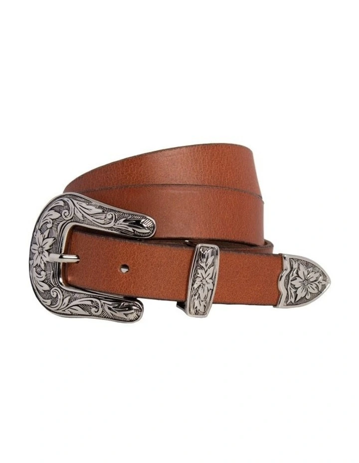 Montanna Western Leather Belt In Tan 1 Montanna Western Leather Belt In Tan