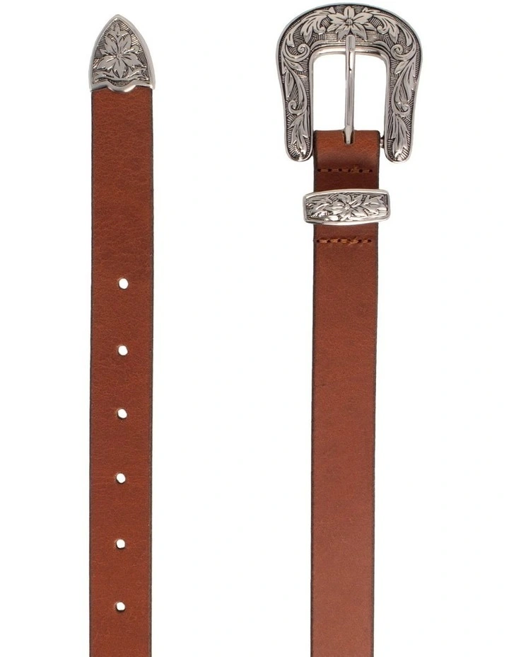Montanna Western Leather Belt In Tan 4 Montanna Western Leather Belt In Tan - Image 4