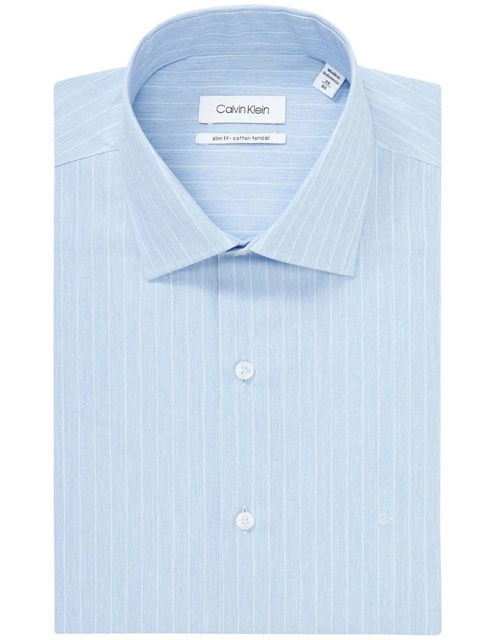 Calvin Klein Slim Long Sleeve 1 Colour Stripe In Blue 5 Calvin Klein Slim Long Sleeve 1 Colour Stripe In Blue - Image 5