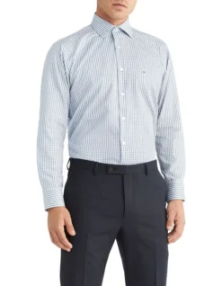Calvin Klein Slim Long Sleeve Marle Check Shirt In Blue