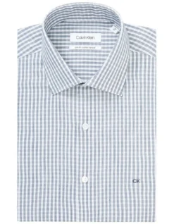 Calvin Klein Slim Long Sleeve Marle Check Shirt In Blue -Myer Clothing Shop 967827970 5 720x928