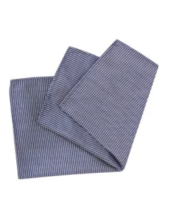Calvin Klein Silver Horizontal Stripe Pocket Square In Blue