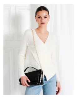 Shelby Croc Shoulder Bag In Black -Myer Clothing Shop 968078170 4 1 720x928