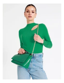 Shelby Croc Shoulder Bag In Green -Myer Clothing Shop 968078260 4 1 720x928