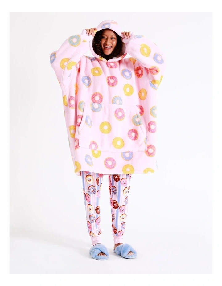 SOHO Ellie Oversized Hoodie Donut Print In Pink 1 SOHO Ellie Oversized Hoodie Donut Print In Pink