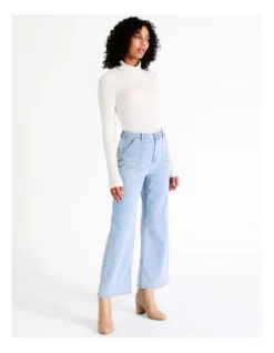 Recycled Blend Frankie Wide Leg Jean In Light Blue