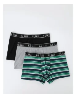 3 Pack Stripe Trunks In Emerald Night