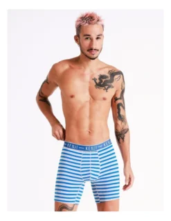 3 Pack Long Leg Stripe Trunks In Sunset Cliff