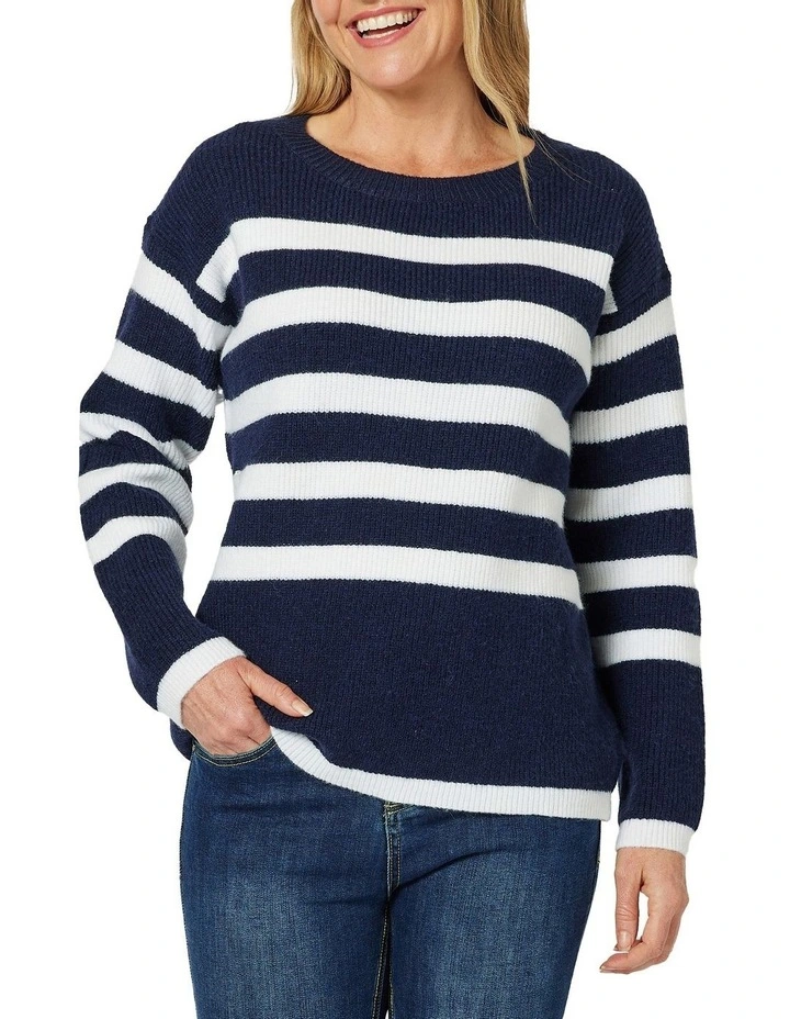 Harvard Knit Stripe Jumper In Navy 2 Harvard Knit Stripe Jumper In Navy - Image 2