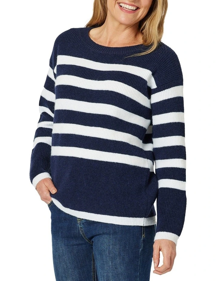 Harvard Knit Stripe Jumper In Navy 3 Harvard Knit Stripe Jumper In Navy - Image 3