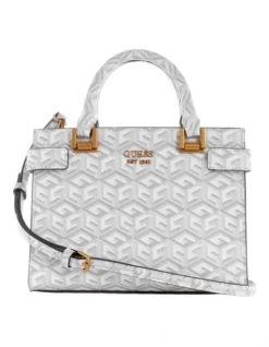 Guess Atene Satchel Bag In Stone