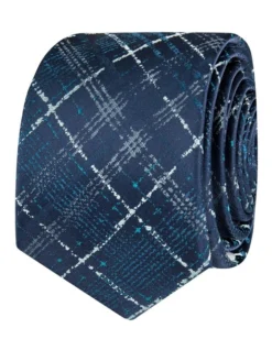 Check Polyester Tie In Teal