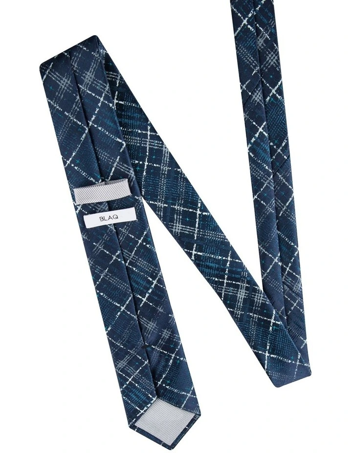 Check Polyester Tie In Teal 2 Check Polyester Tie In Teal - Image 2