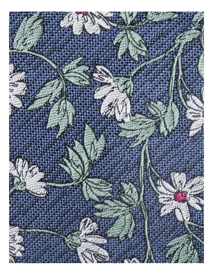 Floral Polyester Tie In Blue 3 Floral Polyester Tie In Blue - Image 3