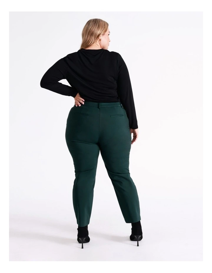 Helena High Rise Full Length Organic Blend Cotton Sateen Pants In Dark Green 4 Helena High Rise Full Length Organic Blend Cotton Sateen Pants In Dark Green - Image 4
