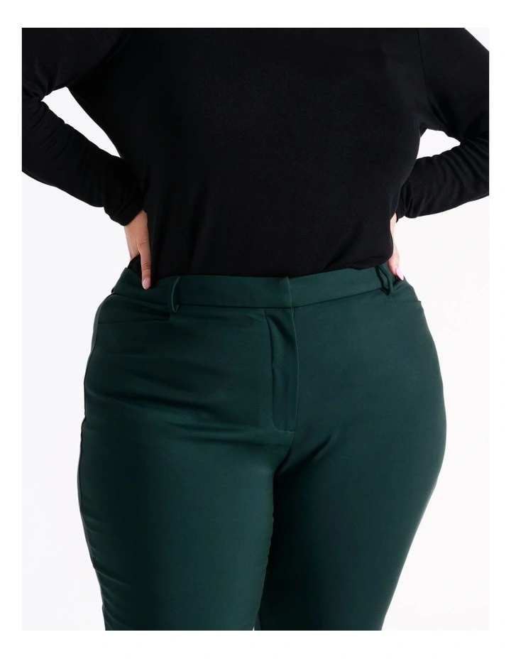 Helena High Rise Full Length Organic Blend Cotton Sateen Pants In Dark Green 5 Helena High Rise Full Length Organic Blend Cotton Sateen Pants In Dark Green - Image 5