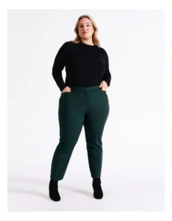 Helena High Rise Full Length Organic Blend Cotton Sateen Pants In Dark Green 11 Helena High Rise Full Length Organic Blend Cotton Sateen Pants In Dark Green -Myer Clothing Shop 968416300 7 720x928