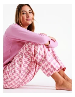 Chloe & Lola Selena Woven Cotton Long Pant In Pink Houndstooth -Myer Clothing Shop 968552110 7 720x928