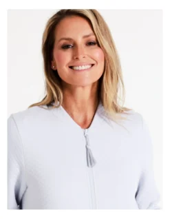 SOHO Timeless Vera Mid Length Quilted Jacquard Zip Robe In Blue -Myer Clothing Shop 968552920 3 720x928