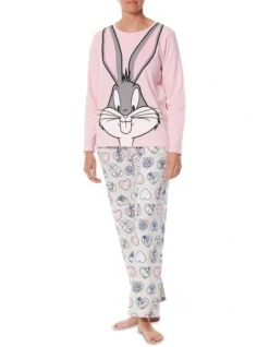 Long Sleeve PJ Set In Bugs Placement
