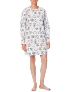 Bugs Bunny Long Sleeve High Low Nightie In Hearts Print