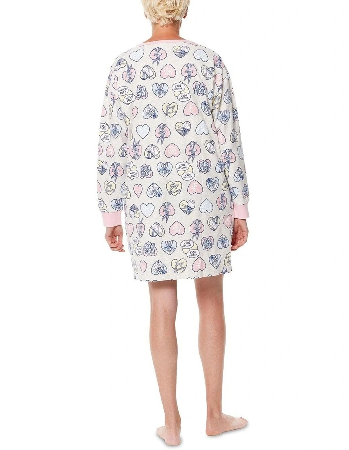 Bugs Bunny Long Sleeve High Low Nightie In Hearts Print 4 Bugs Bunny Long Sleeve High Low Nightie In Hearts Print - Image 4