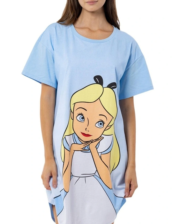 Short Sleeve Printed Nightie In Blue 1 Short Sleeve Printed Nightie In Blue