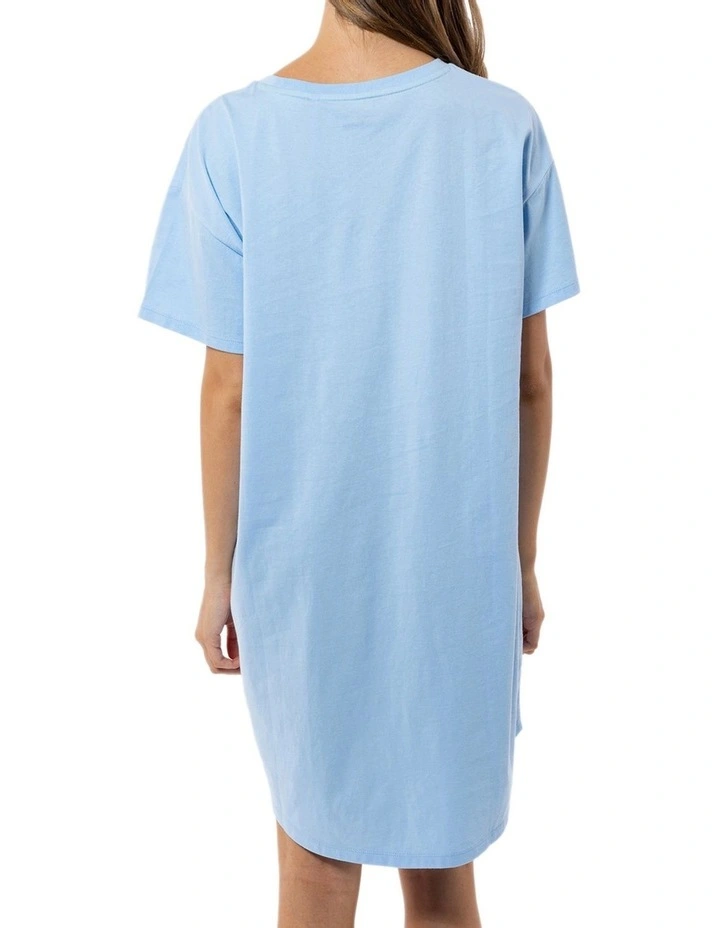 Short Sleeve Printed Nightie In Blue 3 Short Sleeve Printed Nightie In Blue - Image 3