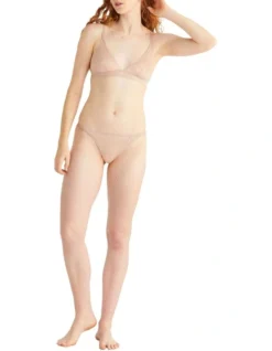 Calvin Klein Sheer Marquisette Lace High Leg Tanga In Beige -Myer Clothing Shop 968677210 4 720x928