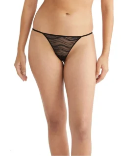 Calvin Klein Allover Lace String Thong In Black