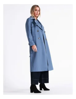 Basque Soft Trench Coat In Dusty Blue -Myer Clothing Shop 968713030 5 720x928