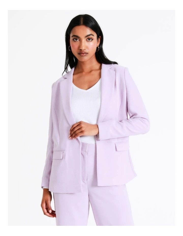 Basque Crepe Edge To Edge Blazer In Lilac 2 Basque Crepe Edge To Edge Blazer In Lilac - Image 2