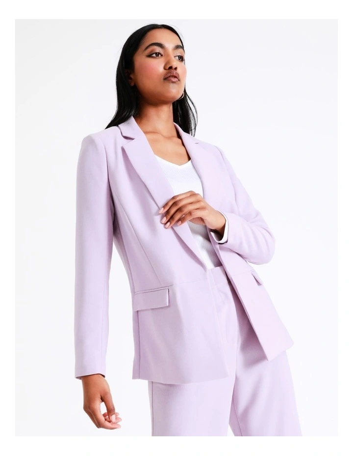Basque Crepe Edge To Edge Blazer In Lilac 7 Basque Crepe Edge To Edge Blazer In Lilac - Image 7