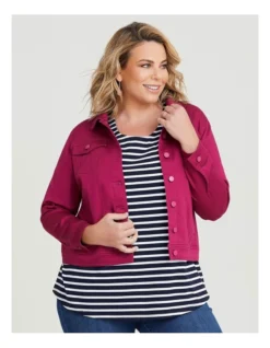 Coloured Classic Denim Jacket Pomegranate