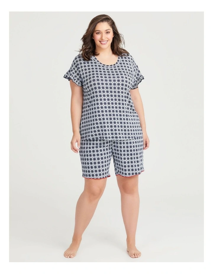 Bamboo Gingham Heart Pyjama Top In Blue Multi 4 Bamboo Gingham Heart Pyjama Top In Blue Multi - Image 4