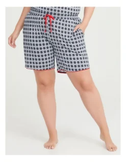 Bamboo Gingham Pyjama Short In Blue Multi